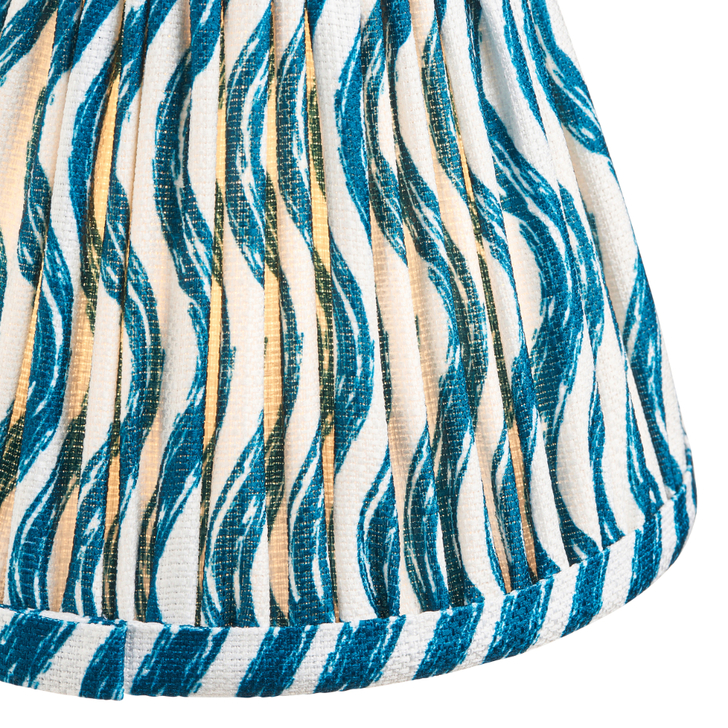 Coral Marlin Blue Patterned Ripple Tapered Fabric 16cm Shade - Golf/Candle Clip