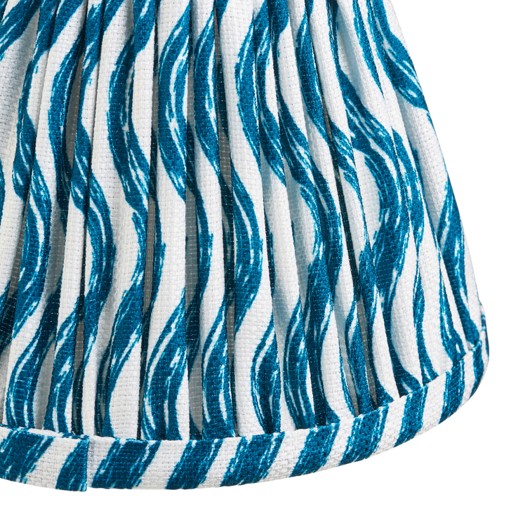 Coral Marlin Blue Patterned Ripple Tapered Fabric 16cm Shade - Golf/Candle Clip