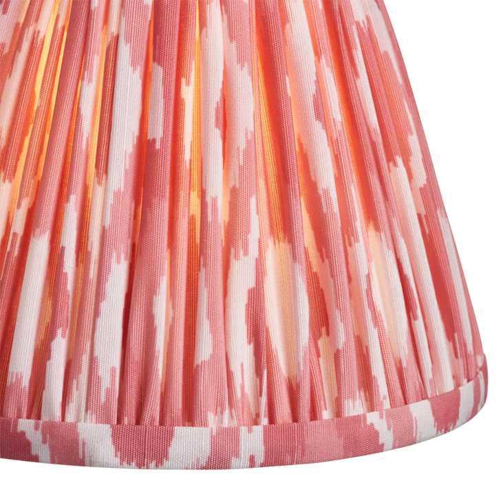 Coral Pink Ikat Patterned Fabric 16cm Shade - Golf/Candle Clip