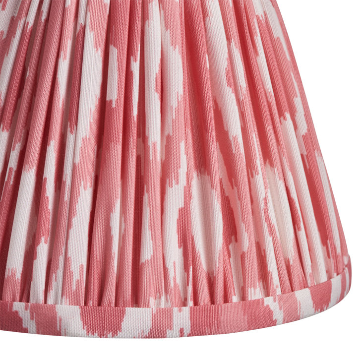 Coral Pink Ikat Patterned Fabric 16cm Shade - Golf/Candle Clip