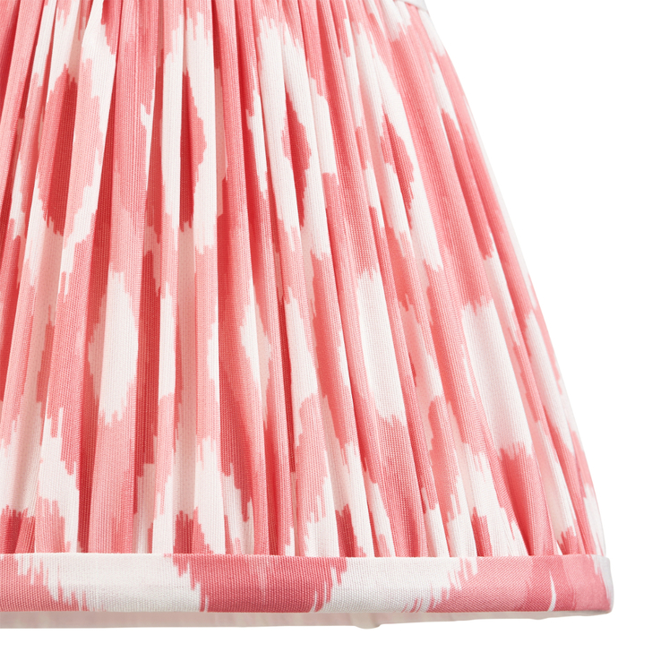 Coral Pink Ikat Patterned Fabric 20cm Shade - E14/E27/B22 With Fixed Metal Gimbal