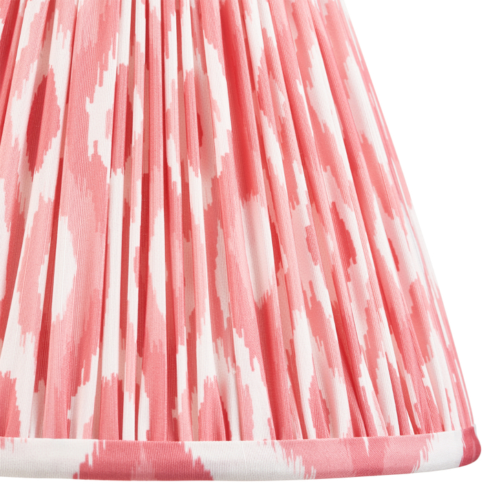 Coral Pink Ikat Patterned Fabric 25cm Shade - E14/E27/B22 With Fixed Metal Gimbal