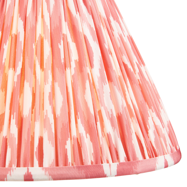 Coral Pink Ikat Patterned Fabric 30cm Shade - E14/E27/B22 With Fixed Metal Gimbal