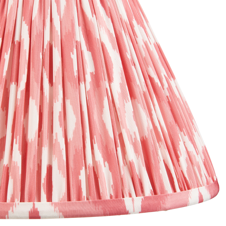 Coral Pink Ikat Patterned Fabric 30cm Shade - E14/E27/B22 With Fixed Metal Gimbal