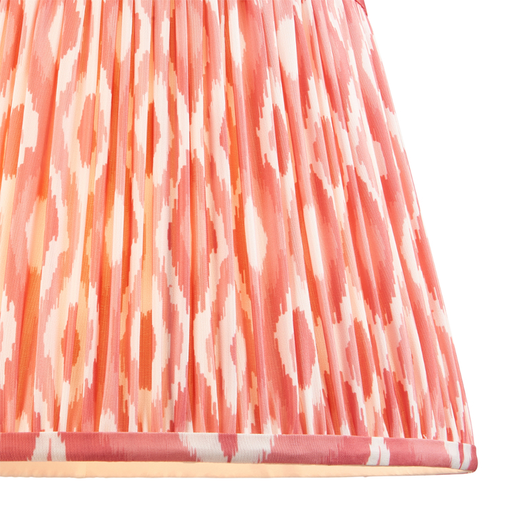 Coral Pink Ikat Patterned Fabric 35cm Shade - E14/E27/B22 With Fixed Metal Gimbal