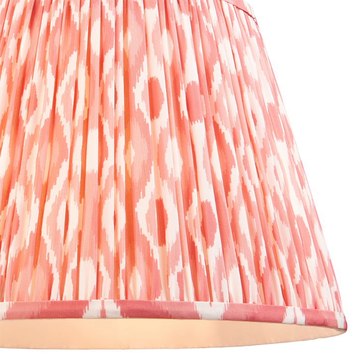 Coral Pink Ikat Patterned Fabric 40cm Shade - E14/E27/B22 With Fixed Metal Gimbal