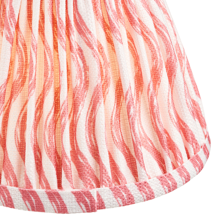 Coral Pink Ripple Patterned Tapered Fabric 16cm Shade - Golf/Candle Clip