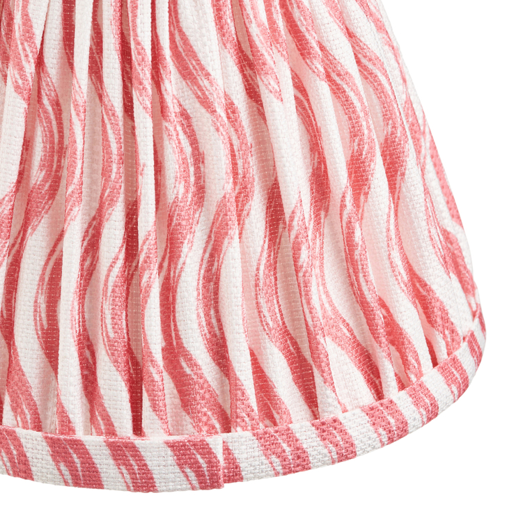 Coral Pink Ripple Patterned Tapered Fabric 16cm Shade - Golf/Candle Clip