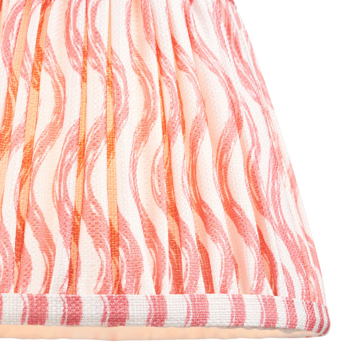Coral Pink Ripple Patterned Tapered Fabric 20cm Shade - E14/E27/B22 With Fixed Metal Gimbal