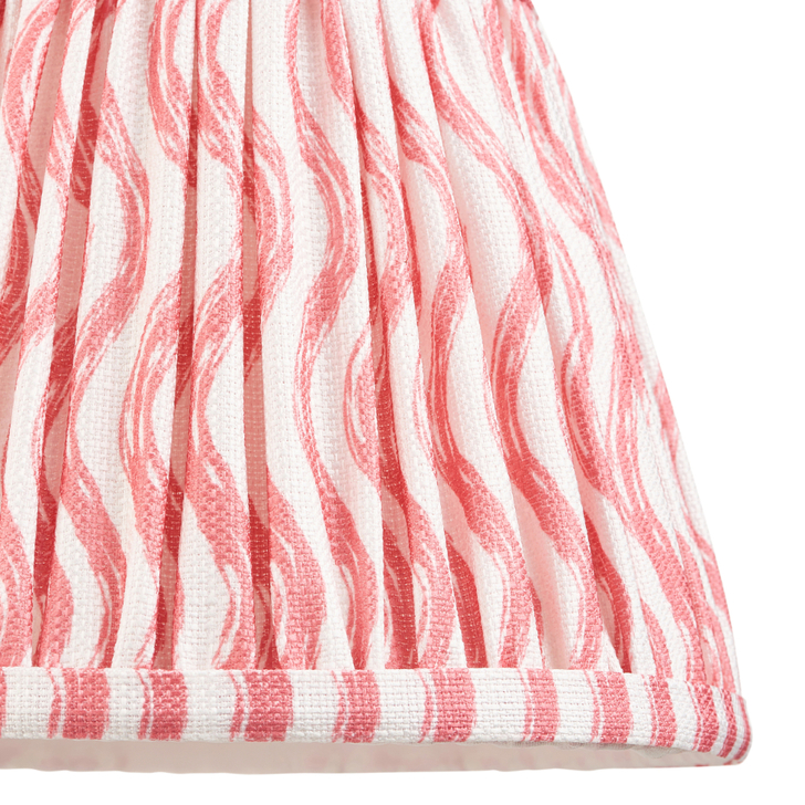 Coral Pink Ripple Patterned Tapered Fabric 20cm Shade - E14/E27/B22 With Fixed Metal Gimbal