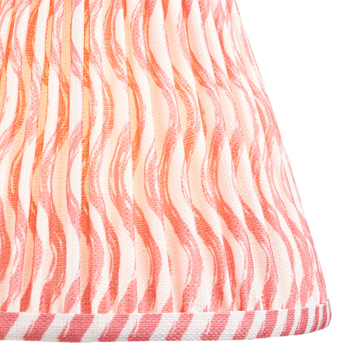 Coral Pink Ripple Patterned Tapered Fabric 25cm Shade - E14/E27/B22 With Fixed Metal Gimbal
