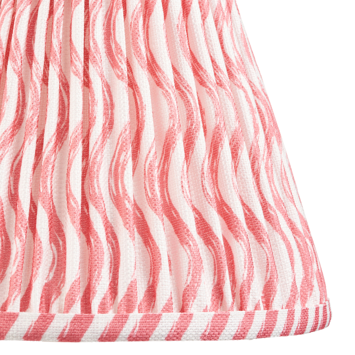 Coral Pink Ripple Patterned Tapered Fabric 25cm Shade - E14/E27/B22 With Fixed Metal Gimbal