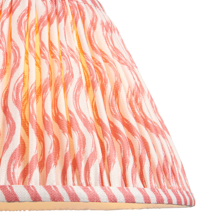 Coral Pink Ripple Patterned Tapered Fabric 30cm Shade - E14/E27/B22 With Fixed Metal Gimbal