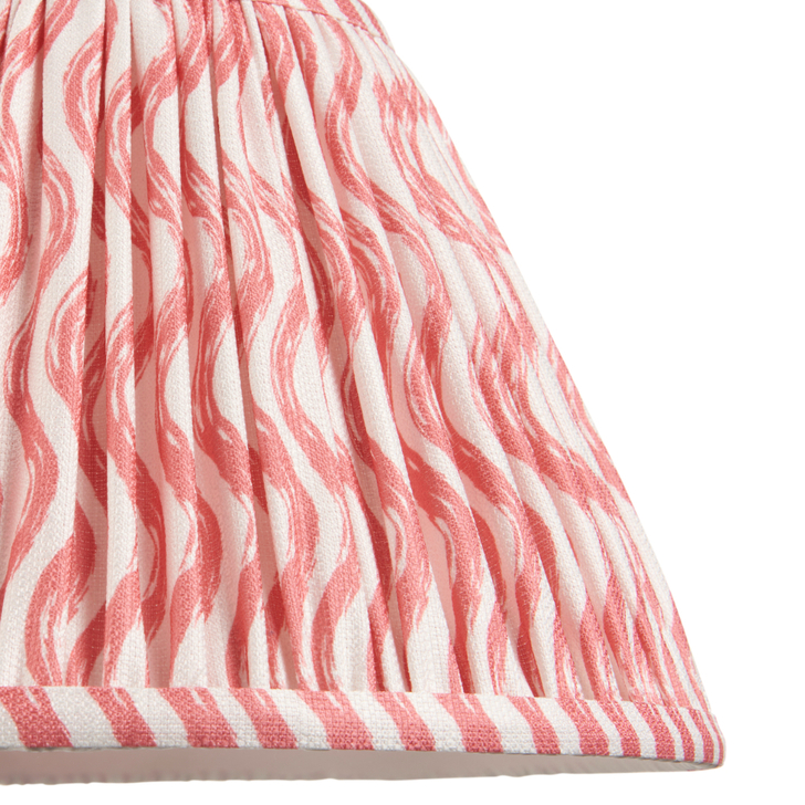 Coral Pink Ripple Patterned Tapered Fabric 30cm Shade - E14/E27/B22 With Fixed Metal Gimbal