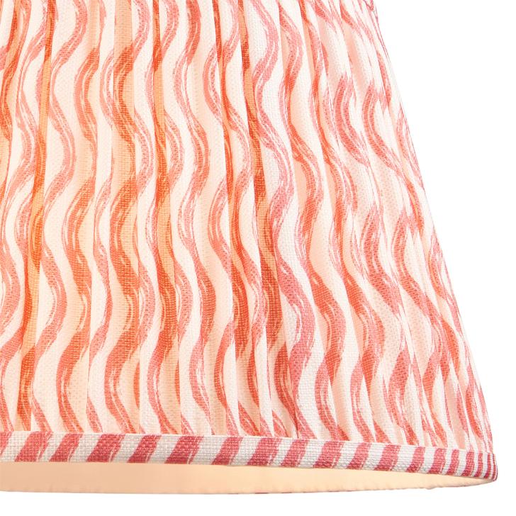 Coral Pink Ripple Patterned Tapered Fabric 35cm Shade - E14/E27/B22 With Fixed Metal Gimbal