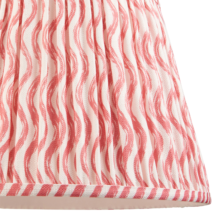 Coral Pink Ripple Patterned Tapered Fabric 35cm Shade - E14/E27/B22 With Fixed Metal Gimbal