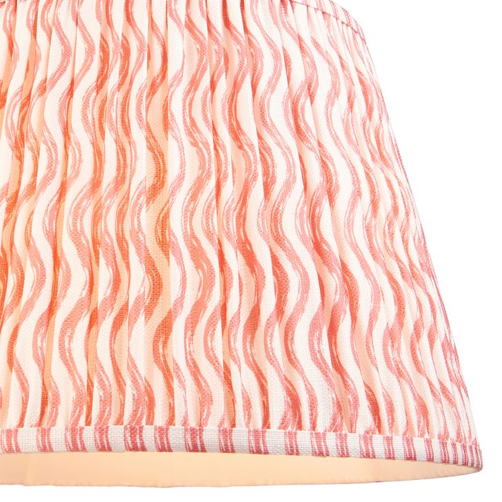 Coral Pink Ripple Patterned Tapered Fabric 40cm Shade - E14/E27/B22 With Fixed Metal Gimbal
