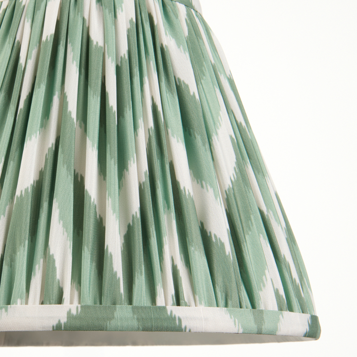 Cotswold Green Zigzag Patterned 25cm Lampshade - E14/E27/B22 With Fixed Metal Gimbal
