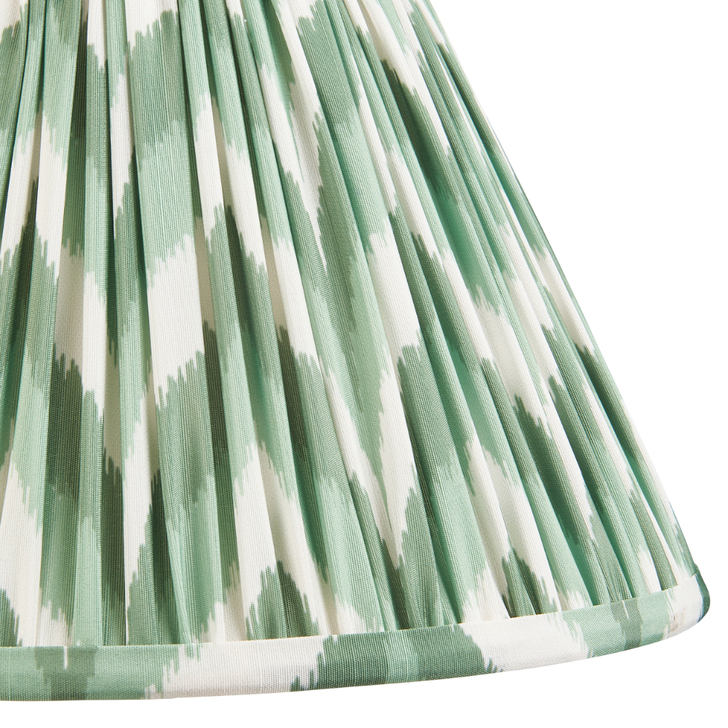 Cotswold Green Zigzag Patterned 30cm Lampshade - E14/E27/B22 With Fixed Metal Gimbal