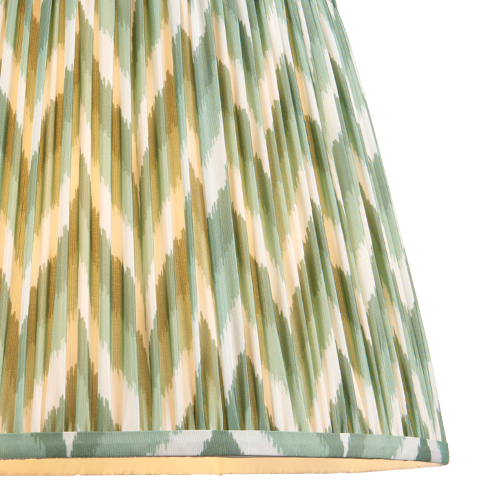 Cotswold Green Zigzag Patterned 40cm Lampshade - E14/E27/B22 With Fixed Metal Gimbal