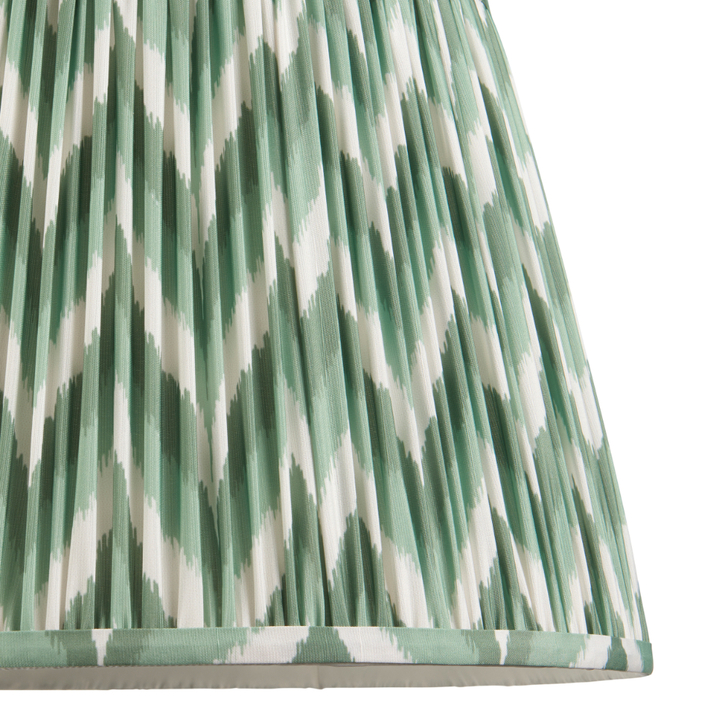 Cotswold Green Zigzag Patterned 40cm Lampshade - E14/E27/B22 With Fixed Metal Gimbal