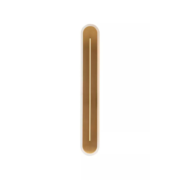 Couper Large Slit Satin Brass Finish Oval Led Forward And Backlite Bathroom Wall Light - IP44 - 3000K