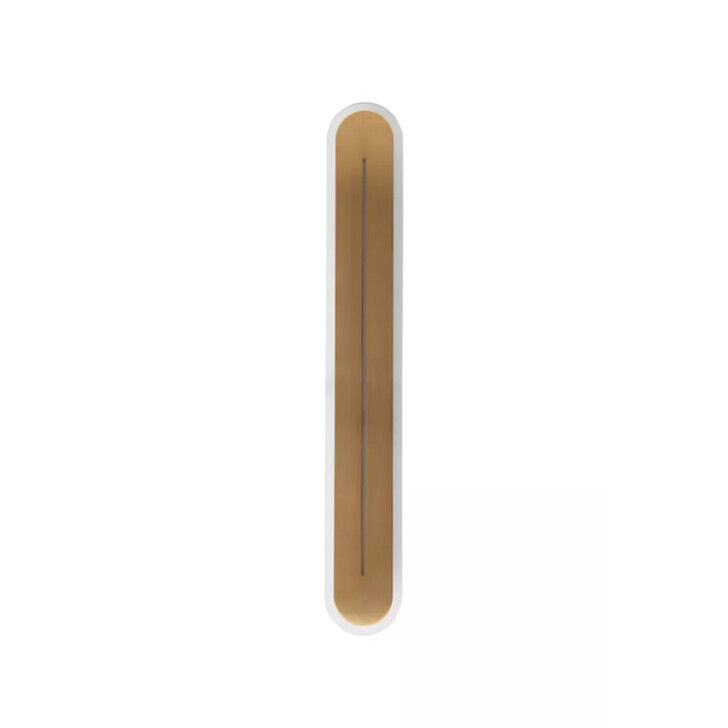 Couper Large Slit Satin Brass Finish Oval Led Forward And Backlite Bathroom Wall Light - IP44 - 3000K
