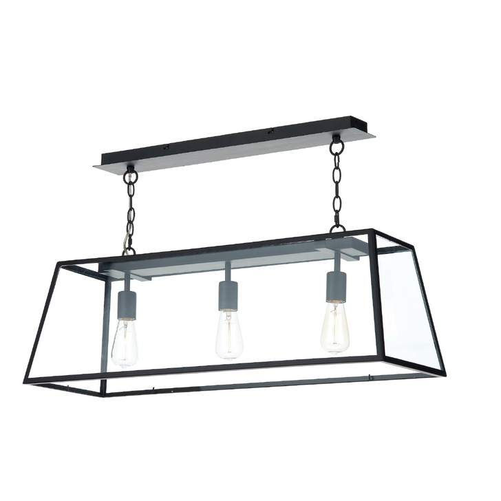 Dar Academy ACA0322 Matt Black Finish 3 Light Bar Pendant