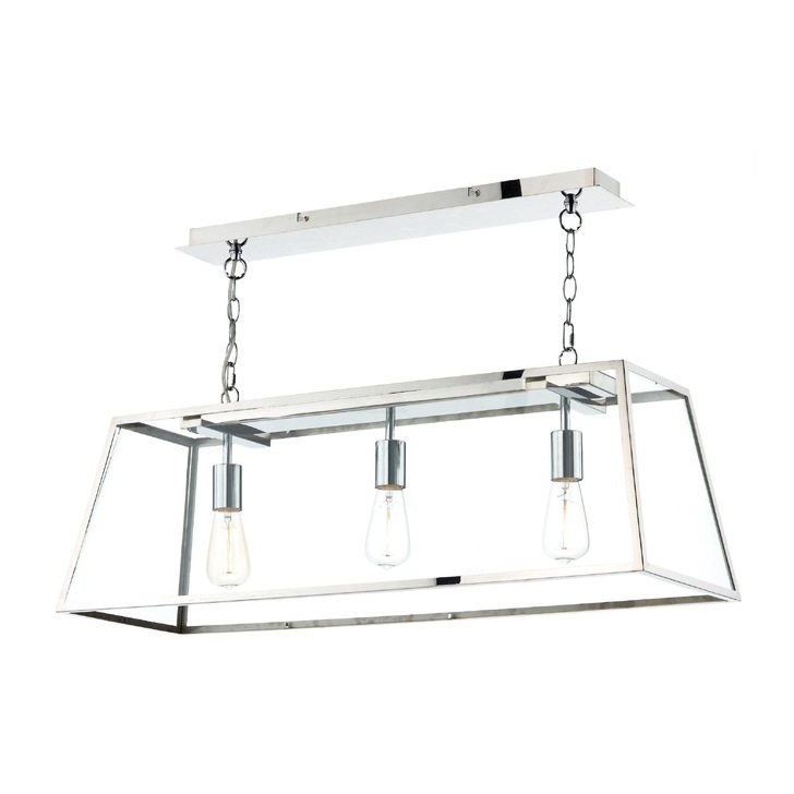 Dar Academy ACA0344 Polished Stainless Steel Finish 3 Light Bar Pendant