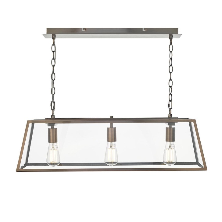 Dar Academy ACA0364 3 Light Bar Pendant In Antique Copper Finish