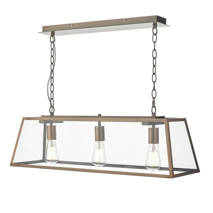 Dar Academy ACA0364 3 Light Bar Pendant In Antique Copper Finish