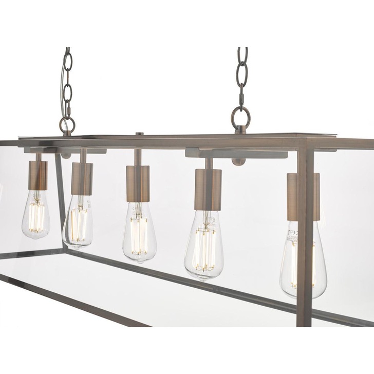 Dar Academy ACA0564 5 Light Bar Pendant In Antique Copper Finish