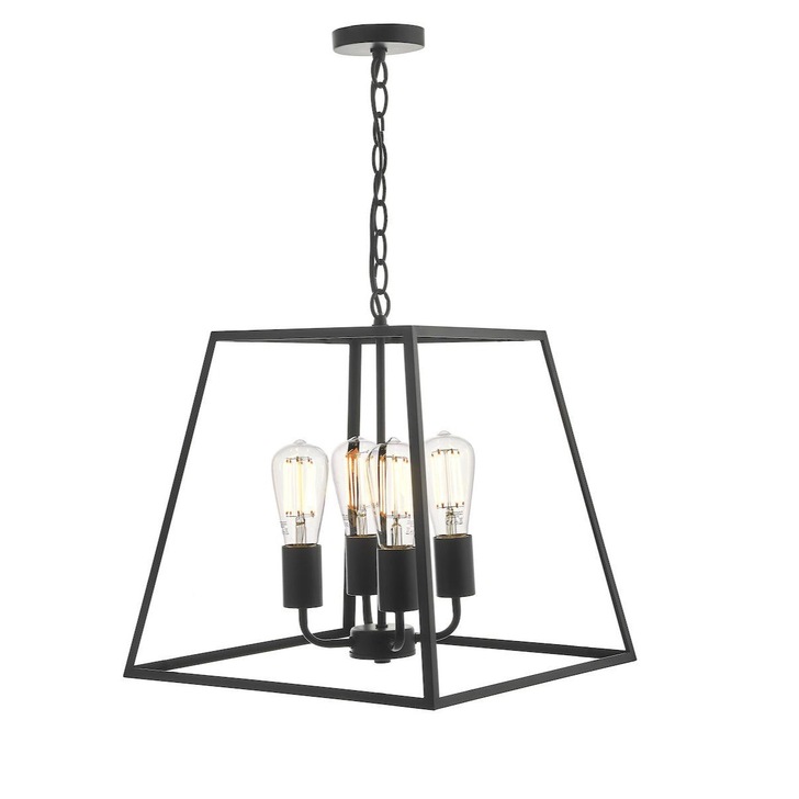 Dar Academy ACA8622 4 Light Lantern In Black Finish