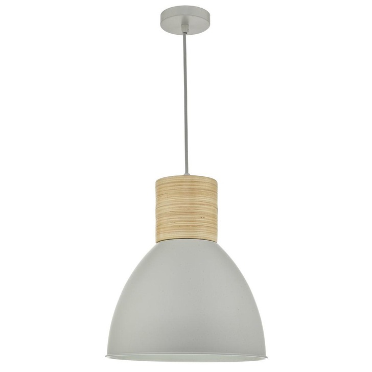 Dar Adna ADN0139 Single Pendant In Grey & Natural Wood Finish