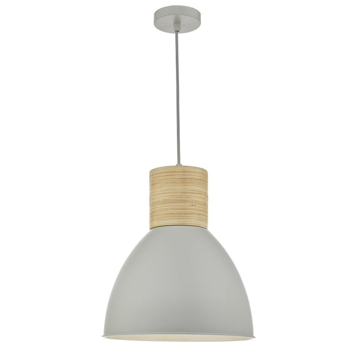 Dar Adna ADN0139 Single Pendant In Grey & Natural Wood Finish