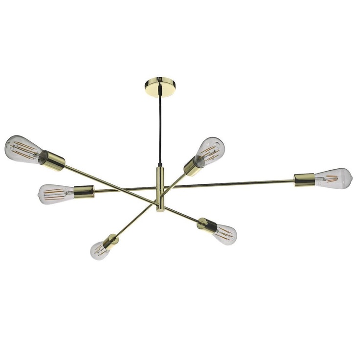 Dar Alana ALA0635 6 Light Pendant In Polished Gold Finish