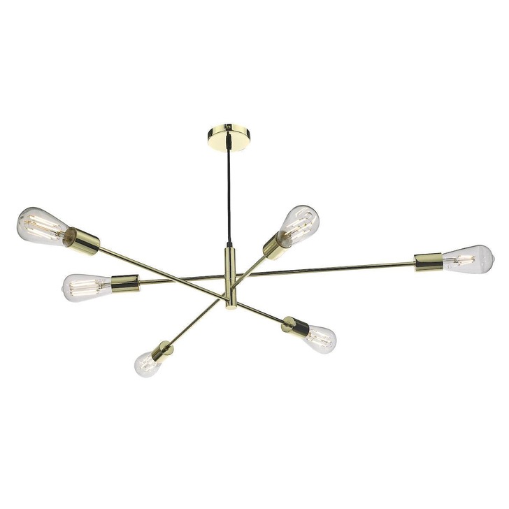 Dar Alana ALA0635 6 Light Pendant In Polished Gold Finish