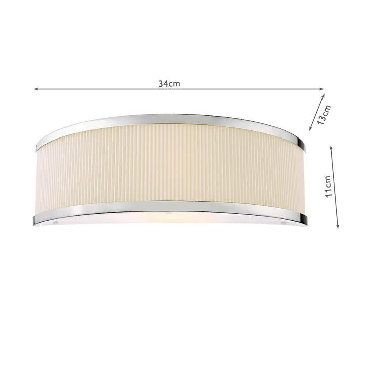 Dar Alvaro Polished Chrome Wall Light With Ivory Shade