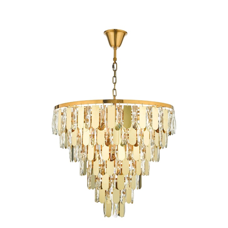 Dar Amira Polished Gold/Crystal 12 Light Chandelier