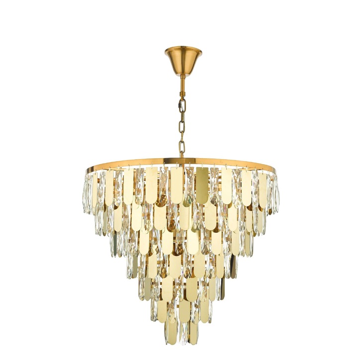 Dar Amira Polished Gold/Crystal 12 Light Chandelier