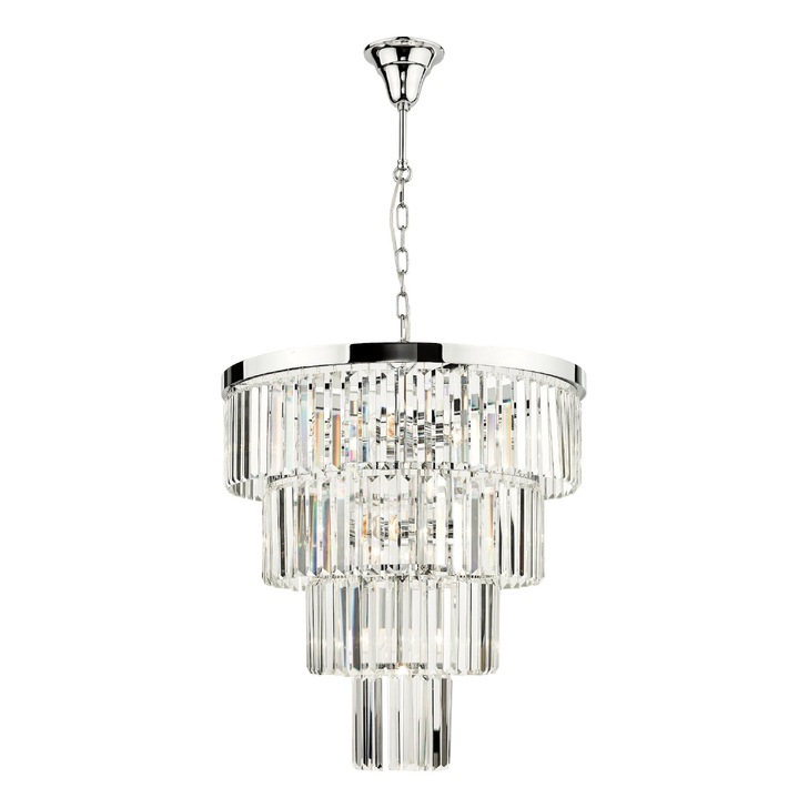 Dar Angel Polished Chrome 8 Light Crystal Pendant