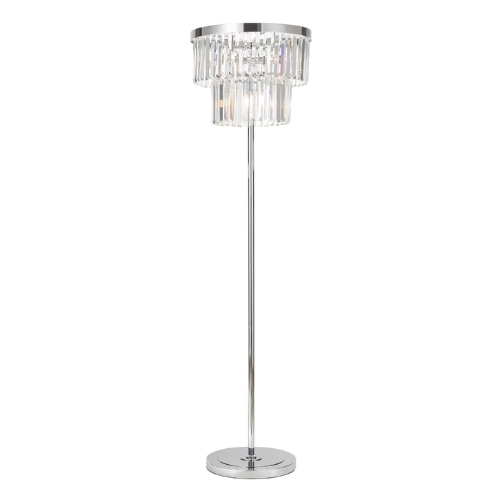 Dar Angel Polished Chrome Crystal Floor Lamp