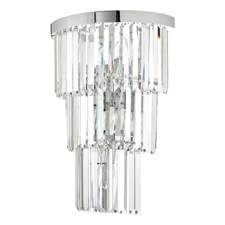 Dar Angel Polished Chrome Crystal Wall Light