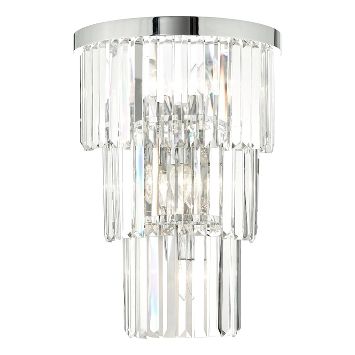 Dar Angel Polished Chrome Crystal Wall Light