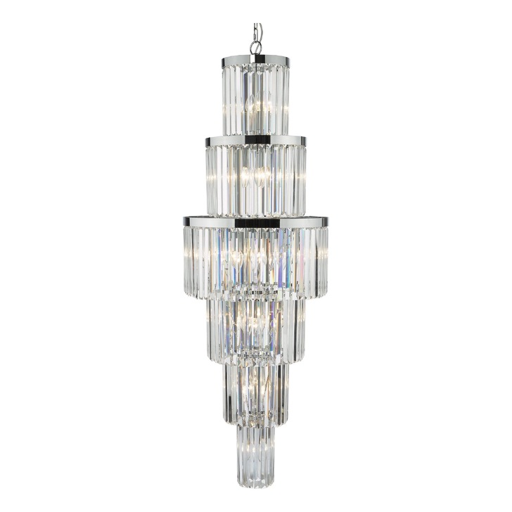 Dar Angel Polished Chrome Extra Large 28 Light Crystal Pendant