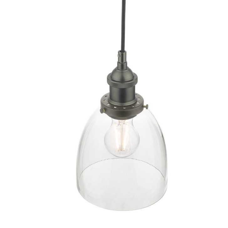 Dar Arvin ARV0161 Single Pendant In Antique Chrome With Glass Shade