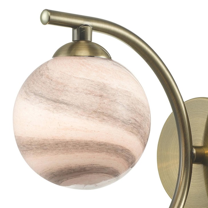 Dar Atiya Antique Brass Single Wall Light Complete With Planet Style Glass