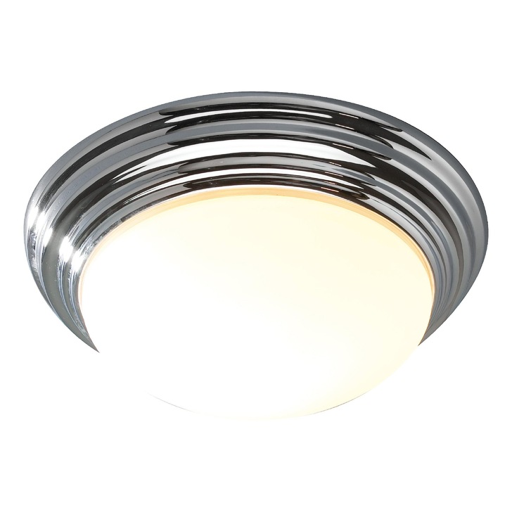 Dar Barclay BAR5050 Polished Chrome Large Flush Ceiling Light - IP44