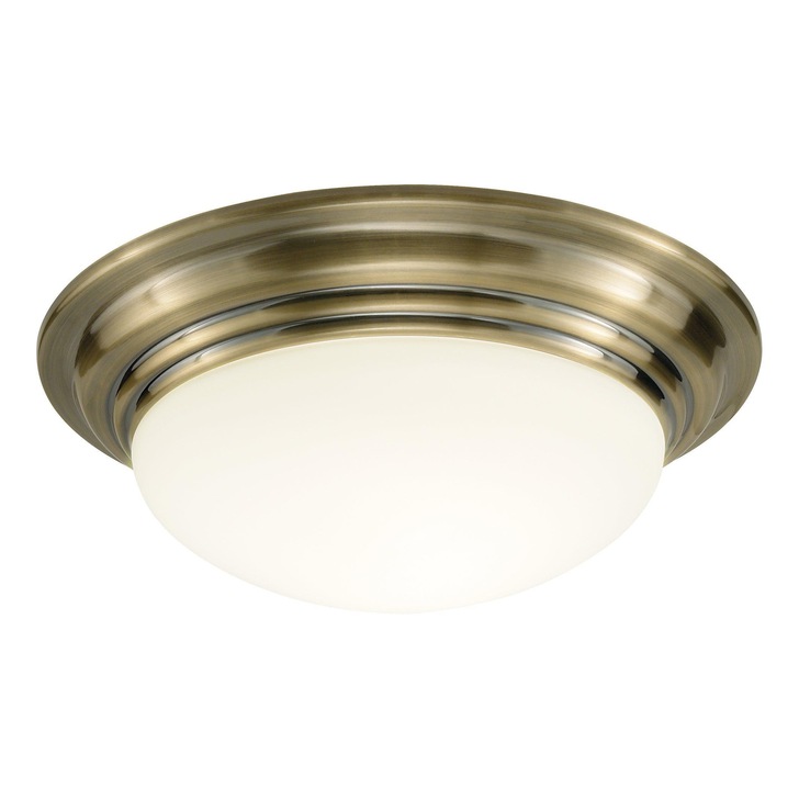 Dar Barclay BAR5075 Antique Brass Large Flush Ceiling Light - IP44