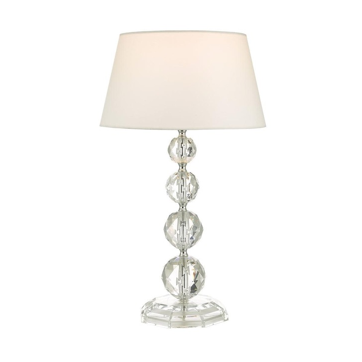 Dar Bedelia BED4208 Single Table Lamp Clear Crystal Like Acrylic Complete With White Shade